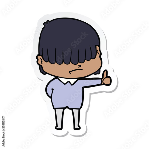 sticker of a cartoon boy with untidy hair