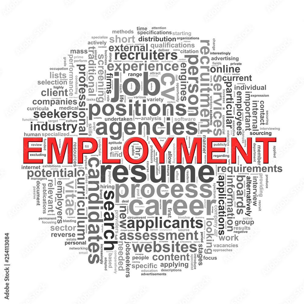 Circular wordcloud design employment word