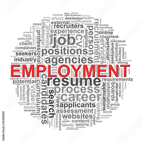 Circular wordcloud design employment word