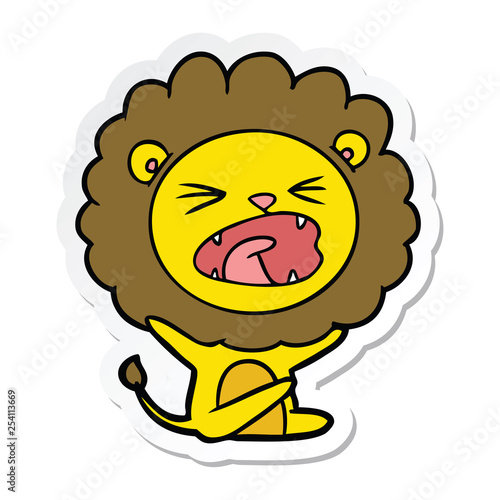 sticker of a cartoon lion throwing tantrum