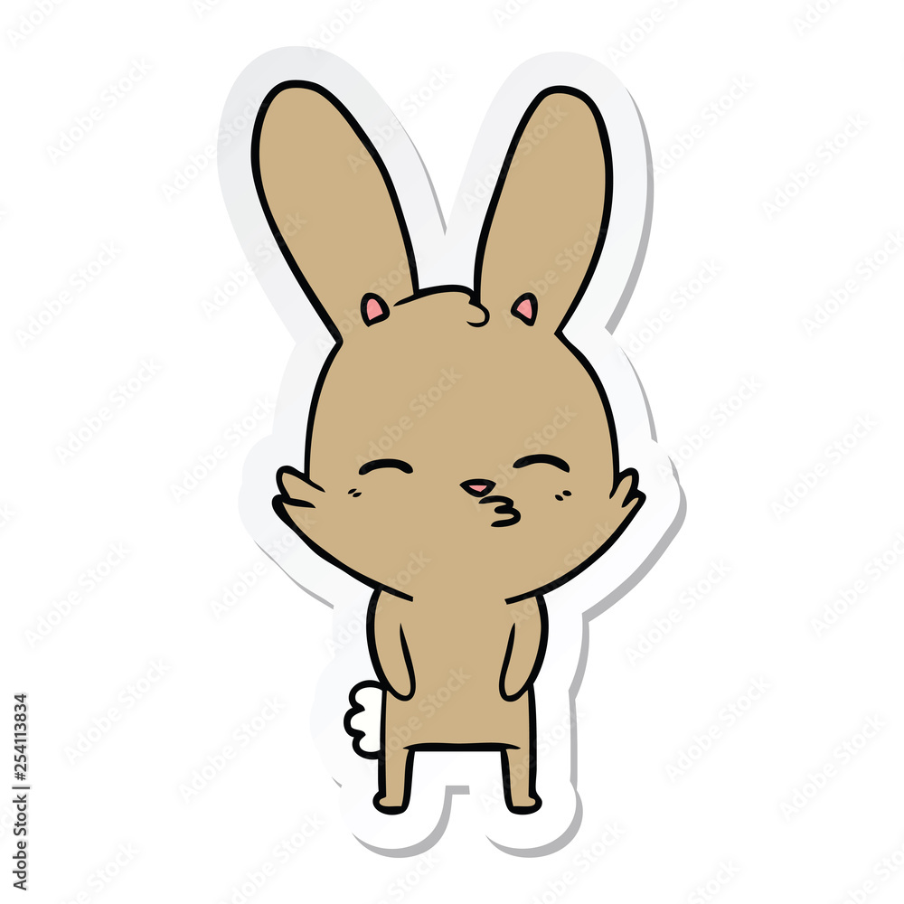 sticker of a curious bunny cartoon sticker of a curious bunny cartoon