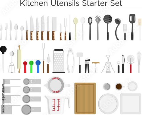 Kitchen Utensils: vector, flat color