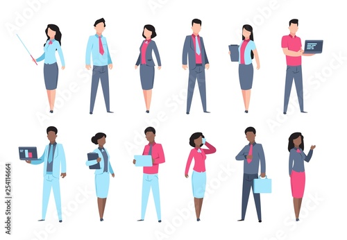 Office people set. Businessman characters secretary woman employee business professional person. Vector cartoon human set