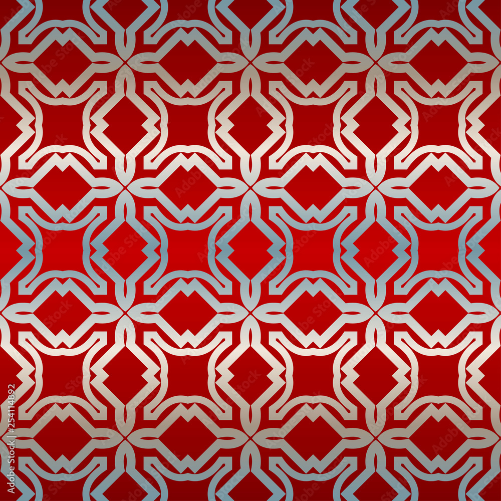 Vector Seamless Pattern With Abstract Geometric Style. Repeating Sample Figure And Line. Paper For Scrapbook. Red silver color Vector Seamless Pattern With Abstract Geometric Style. Repeating Sample Figure And Line. Paper For Scrapbook. Red silver color