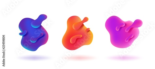 Liquid shape banner. Gradient graphic wave elements, dynamic liquid color splash, modern organic flow template. Vector liquid shapes sest