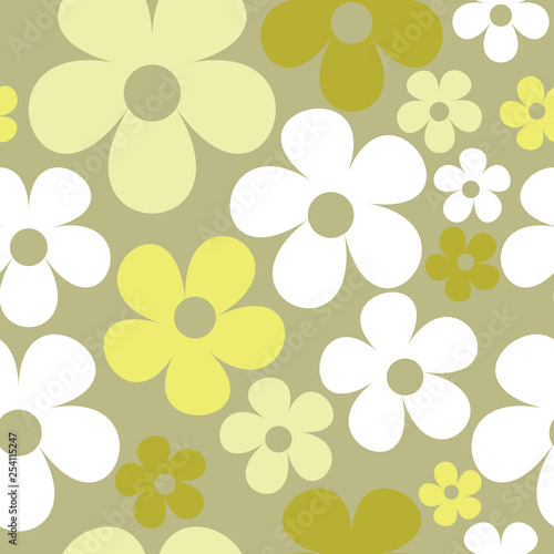 Vector hippie floral seamless pattern flowers background