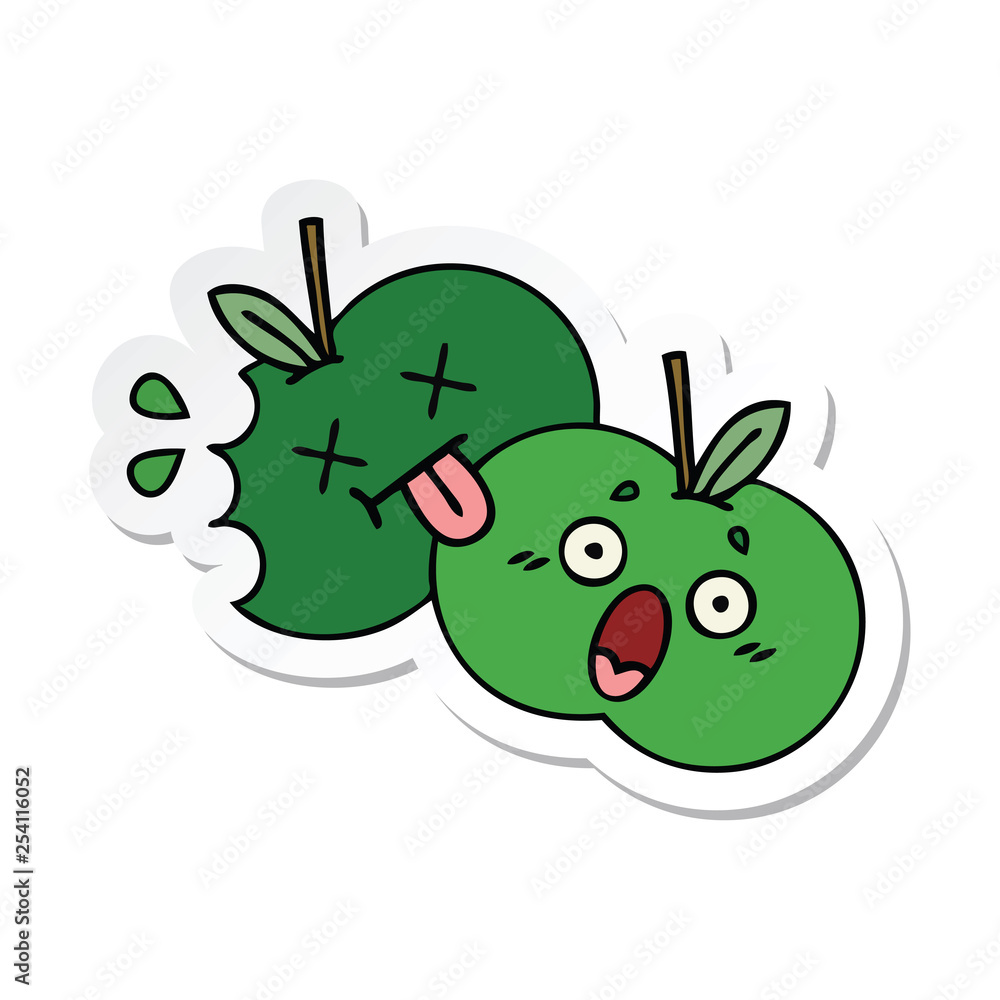 sticker of a cute cartoon apples sticker of a cute cartoon apples