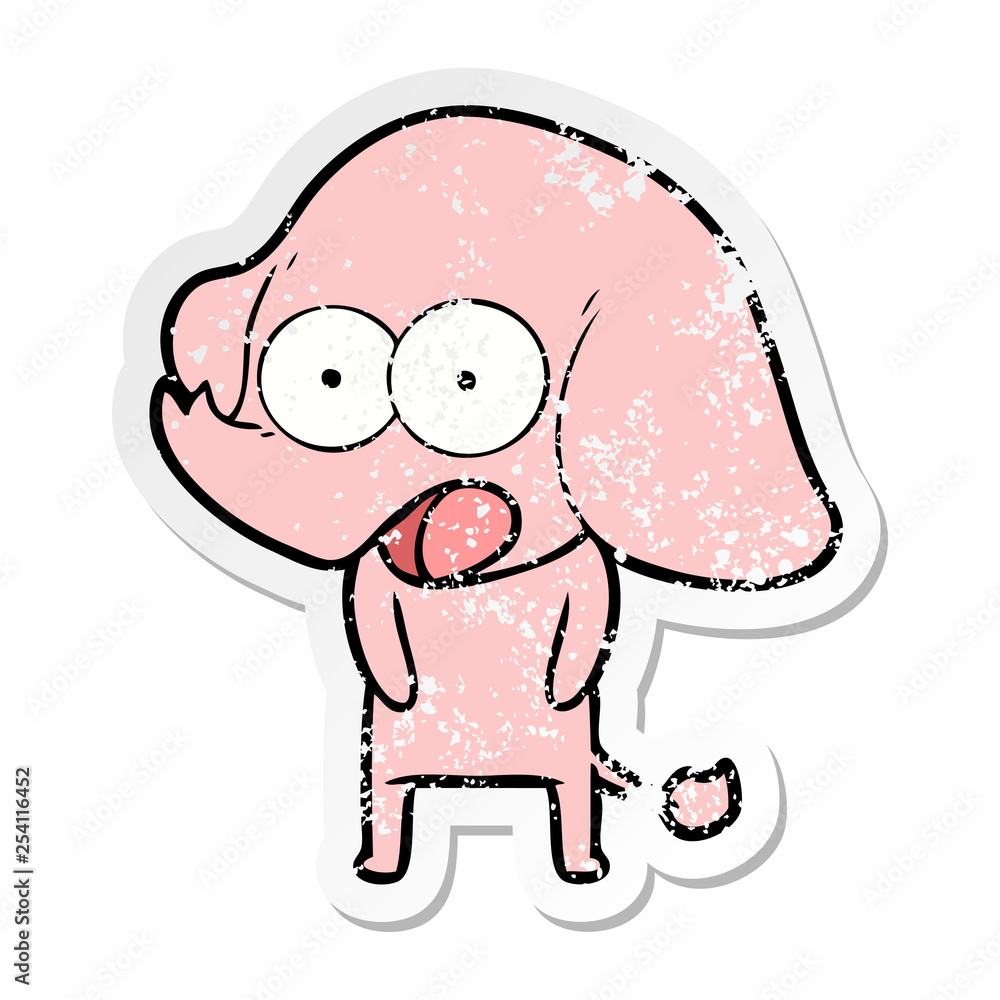 distressed sticker of a cute cartoon elephant distressed sticker of a cute cartoon elephant
