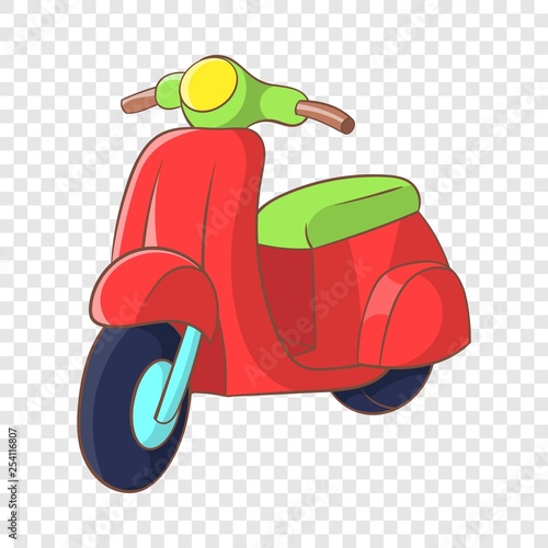 Red scooter icon in cartoon style on a background for any web design