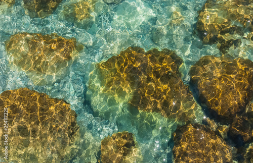 Big stones under water in the sunny summer day © Anna