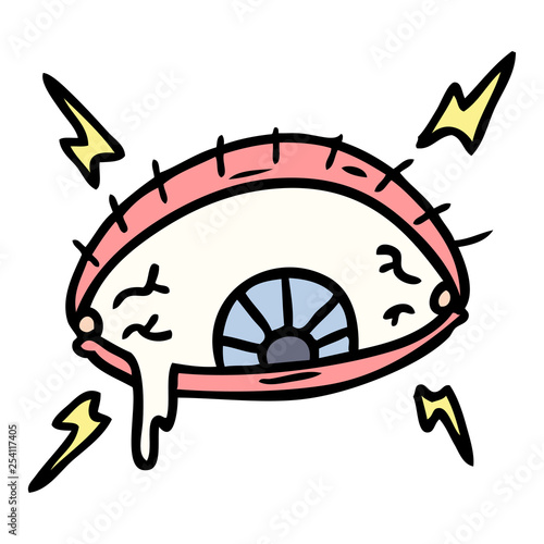 cartoon doodle of an enraged eye