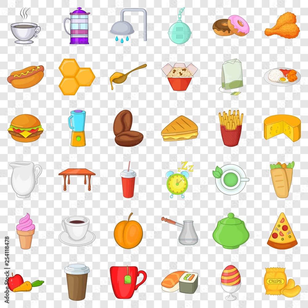 Great breakfast icons set. Cartoon style of 36 great breakfast vector icons for web for any design Great breakfast icons set. Cartoon style of 36 great breakfast vector icons for web for any design