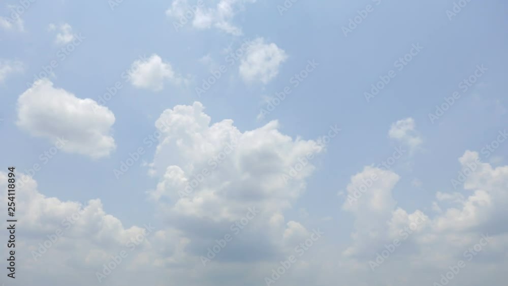 Timelapse of white fluffy clouds forming under a bright blue sky Timelapse of white fluffy clouds forming under a bright blue sky
