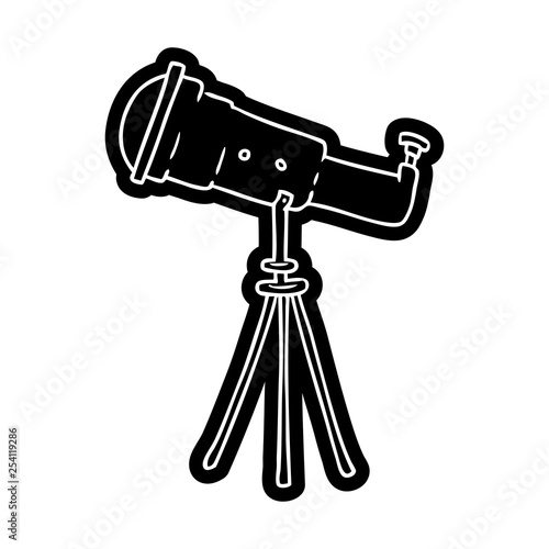 cartoon icon drawing of a large telescope
