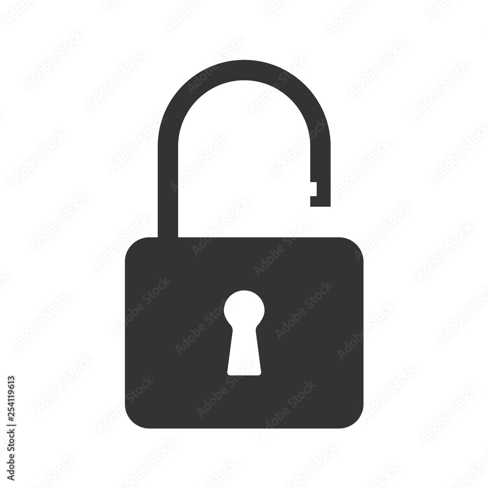 Icons flat open lock. Symbols vector security. Isolated symbol on white background Icons flat open lock. Symbols vector security. Isolated symbol on white background