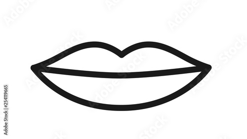 Outline icon  human senses: taste (mouth with tongue). Vector symbol isolated on background