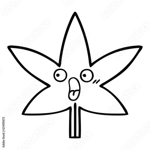 line drawing cartoon autumnal leaf
