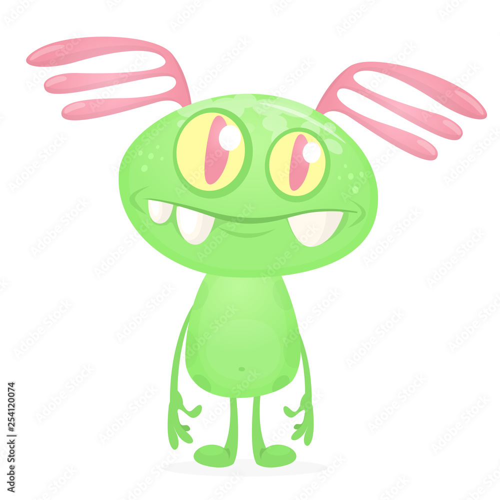 Green alien cartoon. Vector illustration isolated Green alien cartoon. Vector illustration isolated