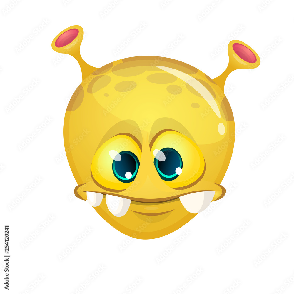 Fototapeta premium Funny cartoon alien character. Vector humanoid with antenna
