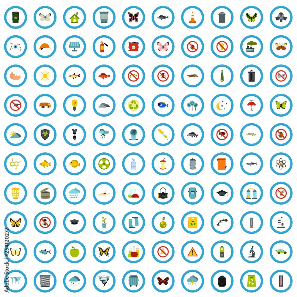 100 environment exploration icons set in flat style for any design vector illustration 100 environment exploration icons set in flat style for any design vector illustration