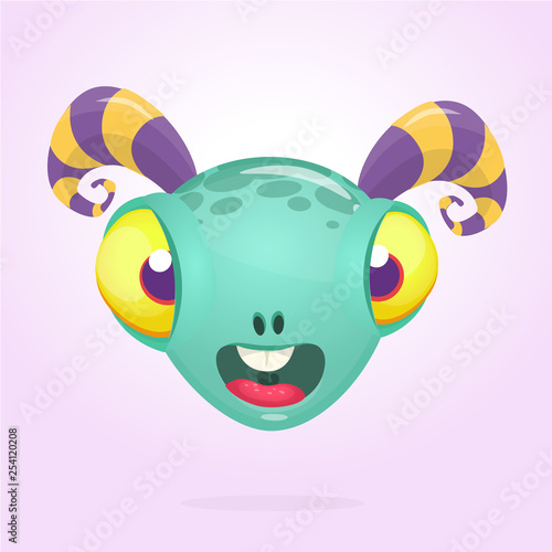 Cute cartoon monster head avatar illustration  photo