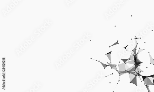 Abstract futuristic background with dots and lines. Vector illustration. Scientific and technological concept  molecular particles and atoms. Big data digital. Polygonal structure.