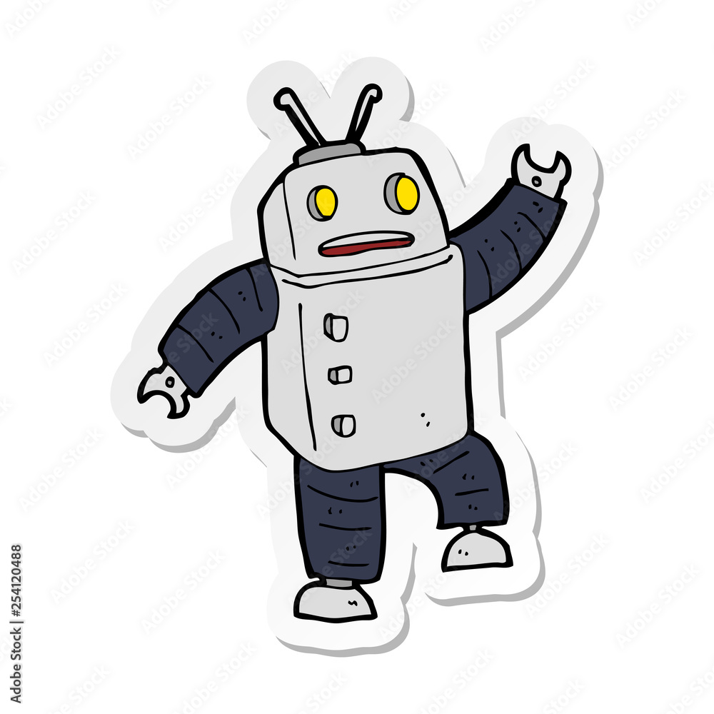 sticker of a cartoon robot