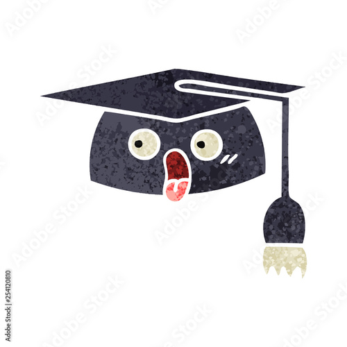 retro illustration style cartoon graduation hat