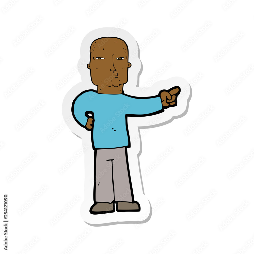 sticker of a cartoon pointing man