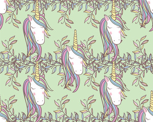 Fototapete Einhornmuster Einhorn Regenbogen Scrapbook Mädchenmuster  © Rasveta