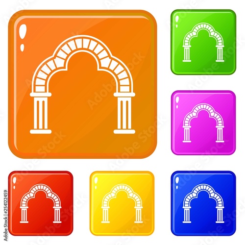 Entrance arch icons set collection vector 6 color isolated on white background