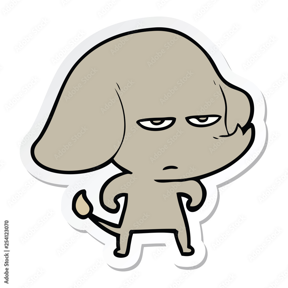 sticker of a annoyed cartoon elephant sticker of a annoyed cartoon elephant