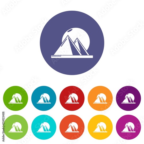 Pyramid egypt icons color set vector for any web design on white background