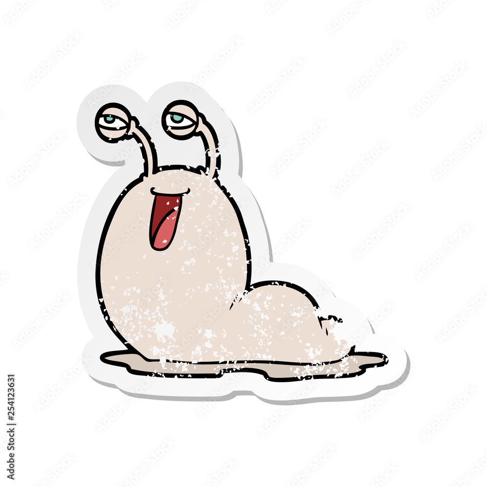 Obraz premium distressed sticker of a gross cartoon slug