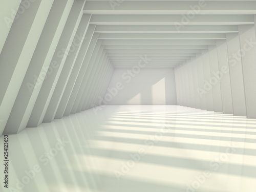 Simple empty room interior with lamps. 3D