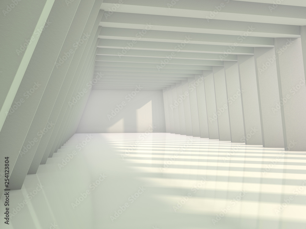 Obraz premium Simple empty room interior with lamps. 3D