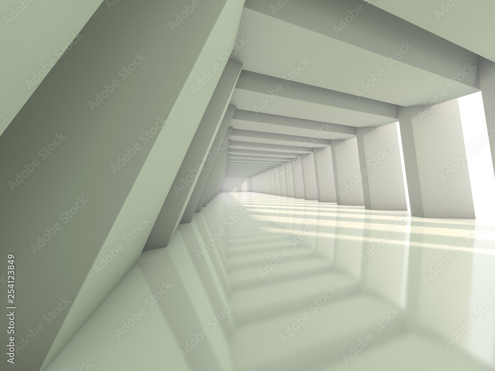 Fototapeta premium Simple empty room interior with lamps. 3D