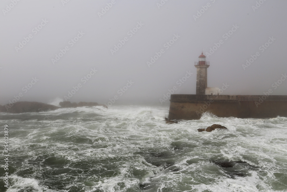 Lighthouse in stormy weather