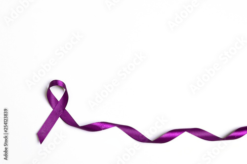 Wall Mural Purple epilepsy awareness ribbon on a white background with copy space