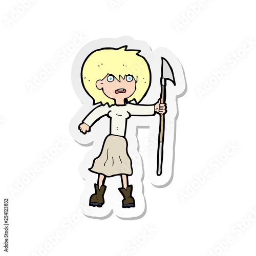 sticker of a cartoon woman with harpoon
