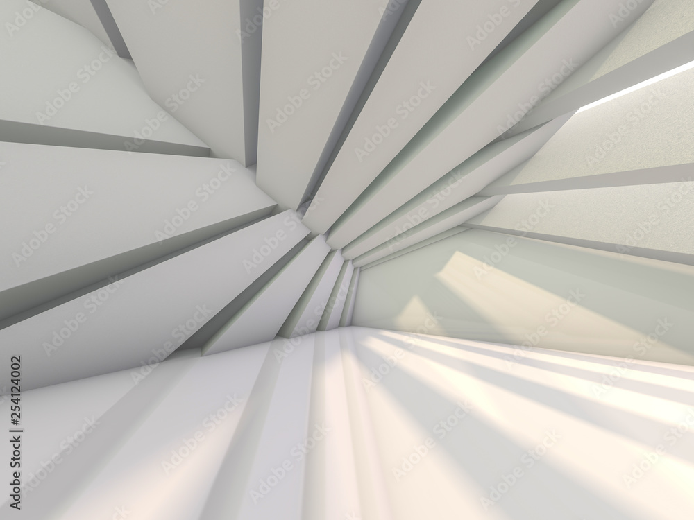 Obraz premium Simple empty room interior with lamps. 3D