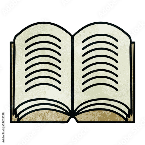 retro grunge texture cartoon open book