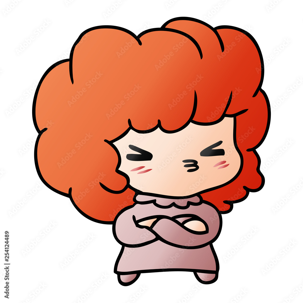 gradient cartoon of a cute cross kawaii girl gradient cartoon of a cute cross kawaii girl