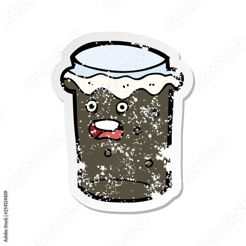 retro distressed sticker of a cartoon glass of stout beer