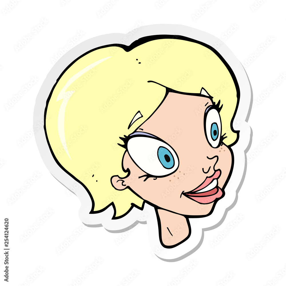 sticker of a cartoon pretty female face sticker of a cartoon pretty female face