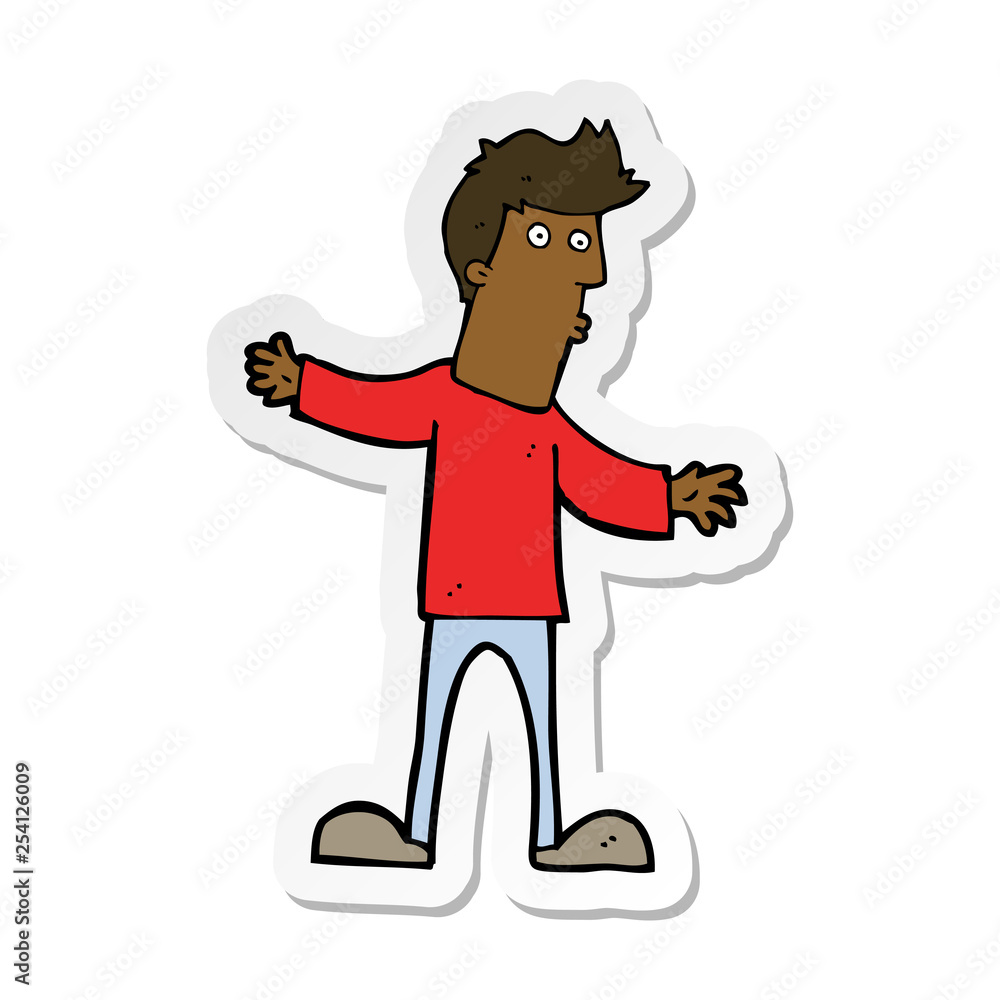 sticker of a cartoon curious man sticker of a cartoon curious man
