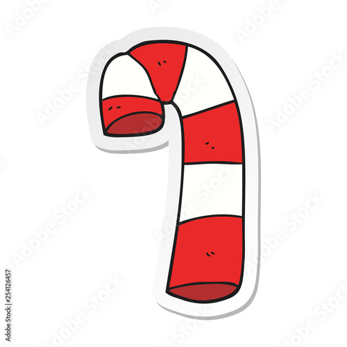 sticker of a cartoon candy cane