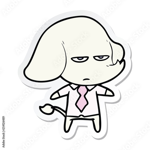 sticker of a annoyed cartoon elephant