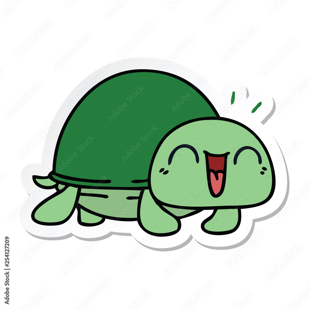 sticker of a quirky hand drawn cartoon turtle sticker of a quirky hand drawn cartoon turtle