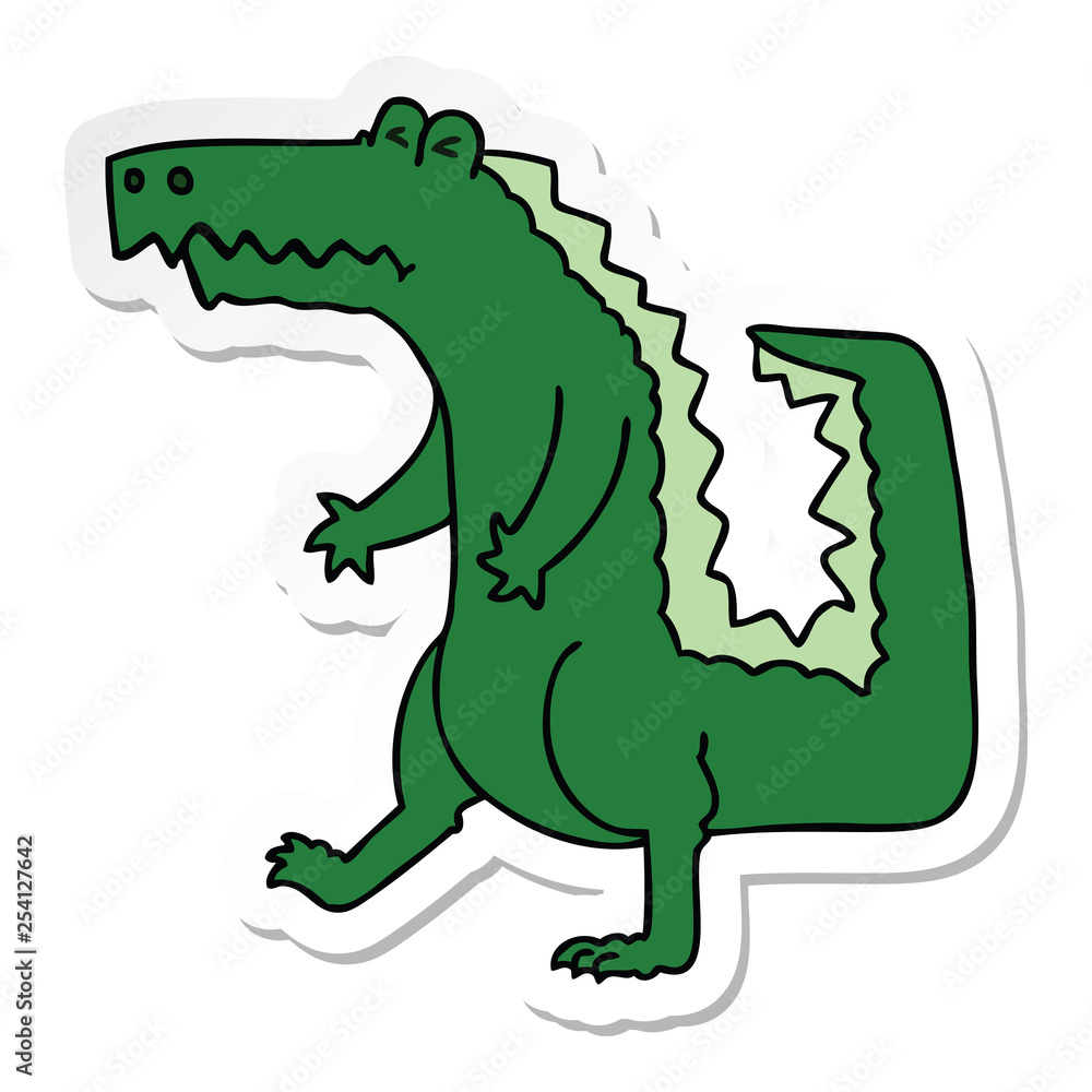 Fototapeta premium sticker of a quirky hand drawn cartoon crocodile